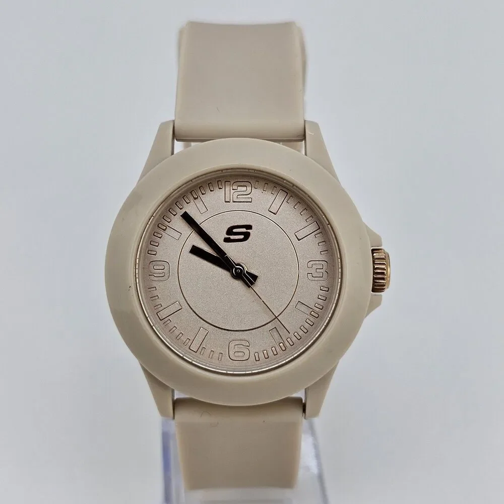 Sketchers Women's Watch 40MM Beige Dial Beige Plastic Bands New Battery